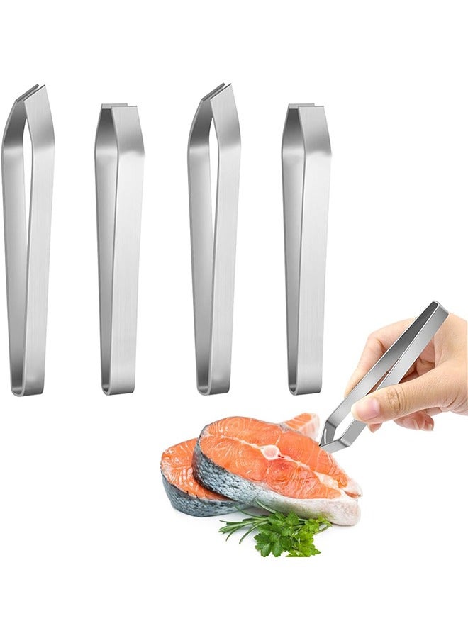 ملقط عظمة السمك، ملقط من الفولاذ المقاوم للصدأ ملقط، أواني المطبخ الفضي للإزالة المهنية لعظام السمك وسحب ريش الدجاج، أداة إزالة شعر اللحم - Image 1