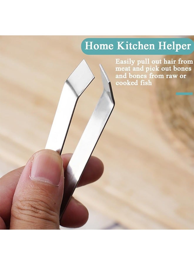 ملقط عظمة السمك، ملقط من الفولاذ المقاوم للصدأ ملقط، أواني المطبخ الفضي للإزالة المهنية لعظام السمك وسحب ريش الدجاج، أداة إزالة شعر اللحم - Image 3