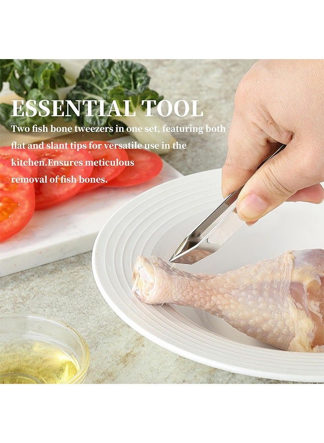 ملقط عظمة السمك، ملقط من الفولاذ المقاوم للصدأ ملقط، أواني المطبخ الفضي للإزالة المهنية لعظام السمك وسحب ريش الدجاج، أداة إزالة شعر اللحم - Image 5