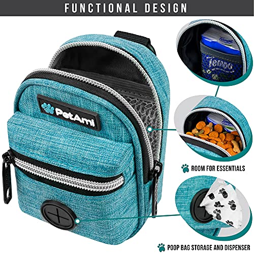 PetAmi Dog Poop Bag Holder for Leash, Pet Waste Dispenser With Clip for Puppy Walking Accessories, Travel Camping, Treat Pouch Supplies With Doggy Roll, Blue - Image 3