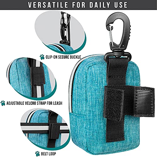 PetAmi Dog Poop Bag Holder for Leash, Pet Waste Dispenser With Clip for Puppy Walking Accessories, Travel Camping, Treat Pouch Supplies With Doggy Roll, Blue - Image 4