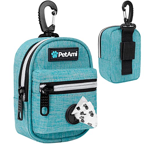 PetAmi Dog Poop Bag Holder for Leash, Pet Waste Dispenser With Clip for Puppy Walking Accessories, Travel Camping, Treat Pouch Supplies With Doggy Roll, Blue - Image 1