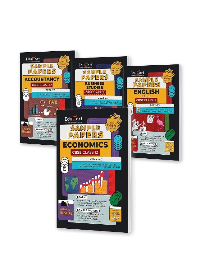 Educart CBSE Class 12 Sample Papers 2022-23 Bundle - Accountancy, Business Studies, Economics and English (4 books) 2022  - Image 1