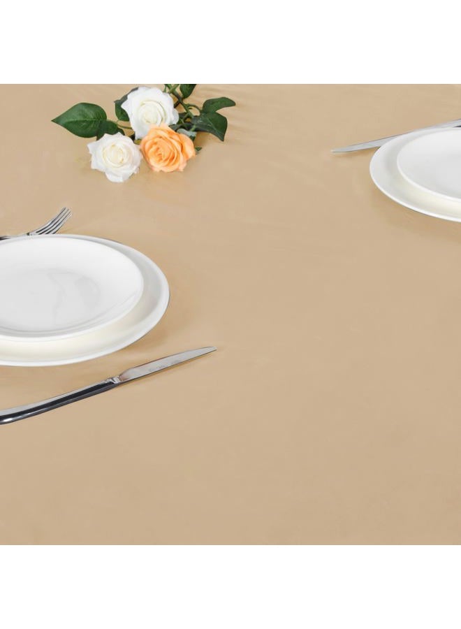 LUSHVIDA Round Waterproof Table Cover Elastic Tablecloth Vinyl Fitted Table Cover Elastic Edged Plastic Table Cloth (Champagne, Best for Up to 45-56 Inch Round) - Image 3