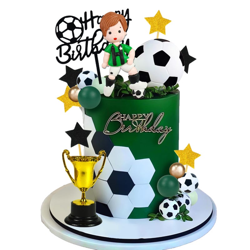 DRWATE Soccer Cake Topper Decorations Soccer Player Clay Figurine Decorations for Football Sport Birthday Supplies Style 01 - Image 2