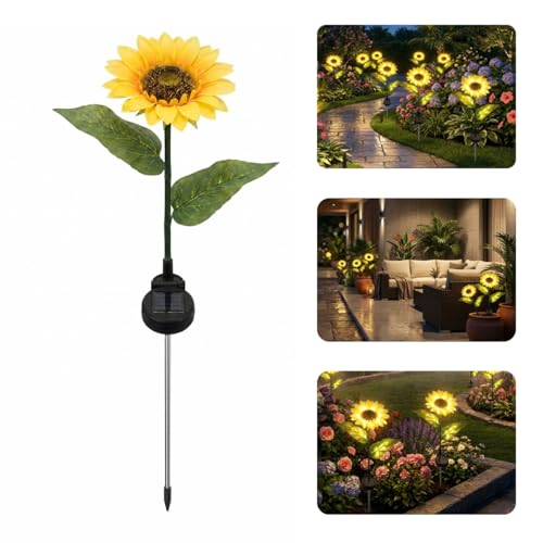 hardoll Plastic Solar Lights Outdoor 20 Led Sunflower Lamp for Home Garden Waterproof Decoration (Warm White- Pack of 1,Steady Mode) - Image 1