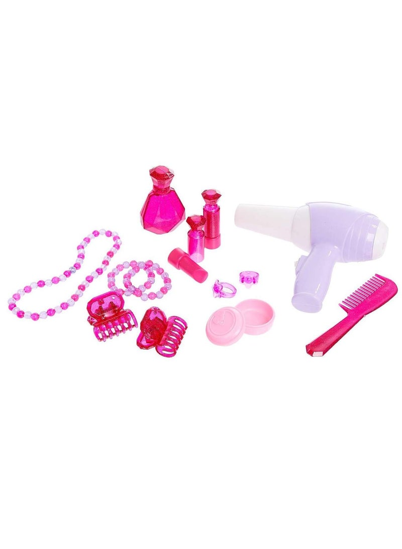 Toy Box Dressing Table Play Set Sensor Operating Toy Beauty Dresser Girl Princess Make up Toys Pretend Play Cosmetic Toy Dresser Set with Light, Music & Chair - Image 3