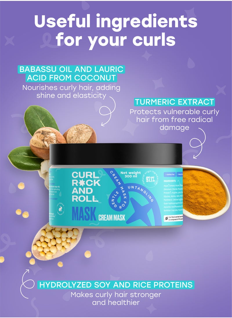 CURL ROCK AND ROLL - Curl Rock and Roll Hair Mask & Detangler - Healthy Shine and Elasticity - Paraben-Free, Sulfate-Free, 300 ml - Image 1