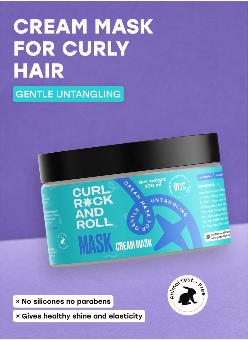 CURL ROCK AND ROLL - Curl Rock and Roll Hair Mask & Detangler - Healthy Shine and Elasticity - Paraben-Free, Sulfate-Free, 300 ml - Image 1