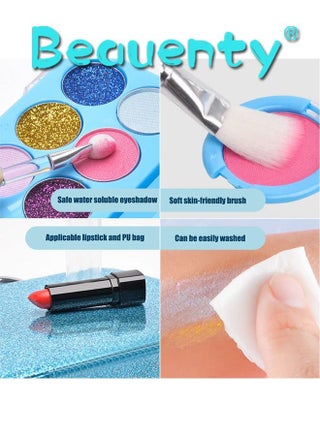 32PCS Kids Makeup Kit, Real Kids Makeup Set Washable Makeup Toys for Girls with Portable Makeup Box Including Lipstick, Eye Shadows and So On, Girls Toys for Girls Aged 5 6 7+ Year Old - view 3