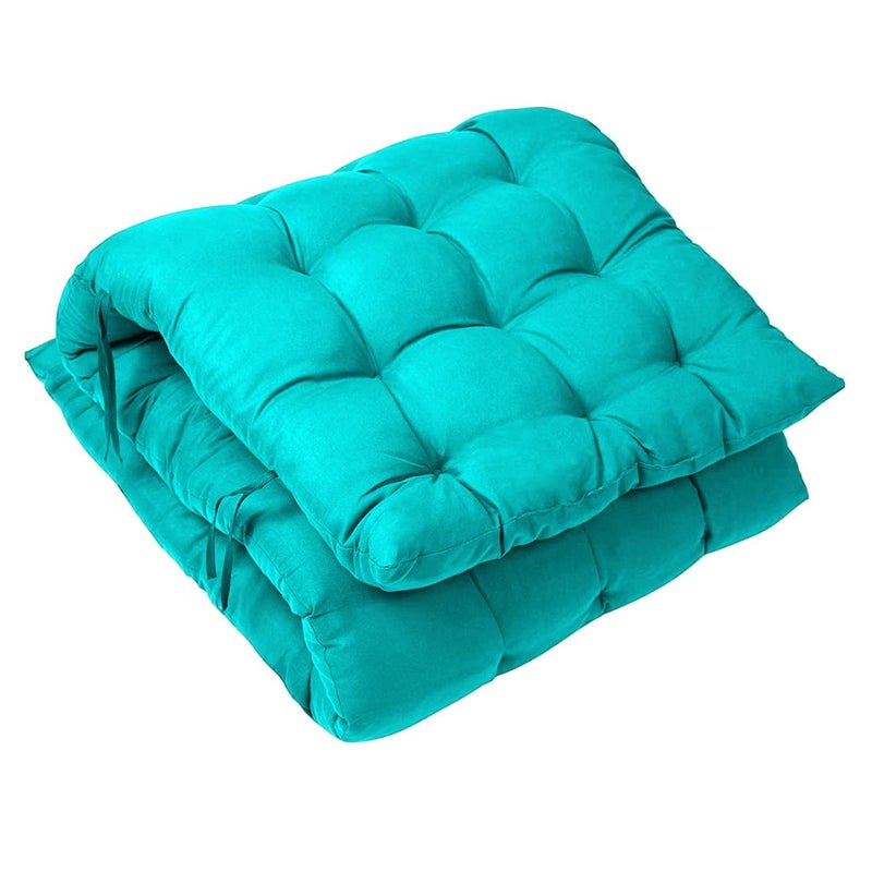 Linenovation Super Comfy Long Rocking Chair CushionBench Back Seat Pad Cotton Handmade Quilts Sky Blue 18 x 50 Inch - Image 5