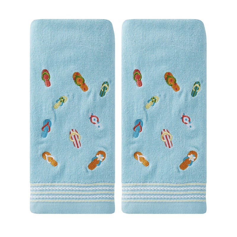 SKL Home Flips & Flops Hand Towel (2-Pack), Blue - Image 1