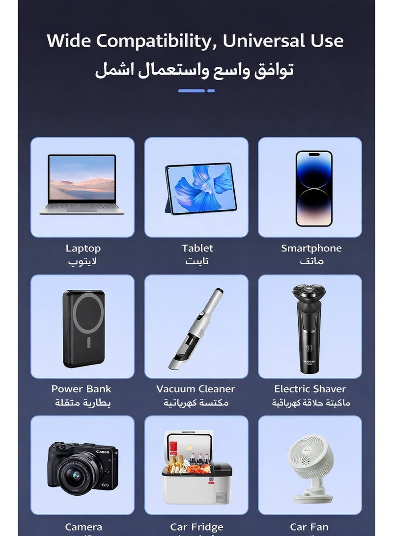 سيسلي محول طاقة للسيارة 12V24V إلى 220V مع منفذي AC وشحن سريع QC3.0 وPD وشاشة LED لعرض الجهد وتحكم ذكي في الحرارة ومروحة تبريد منخفضة الضوضاء - Image 4