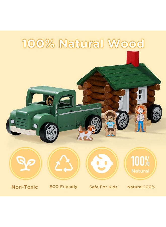 SainSmart Jr. SainSmart Jr. Wooden Truck Building Playset for Kids, Vintage Camper RV Compatible with Lincoln Logs, STEM Educational Toy, Perfect Retro Gift for Ages 3+  - Image 5