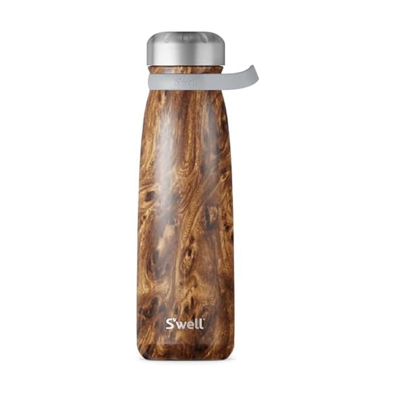 S'well Stainless Steel Traveler With Handle, 40oz, Teakwood, Triple Layered Vacuum Insulated Containers Keeps Drinks Cold for 60 Hours and Hot for 20, BPA Free, Easy Carrying On the Go - Image 1
