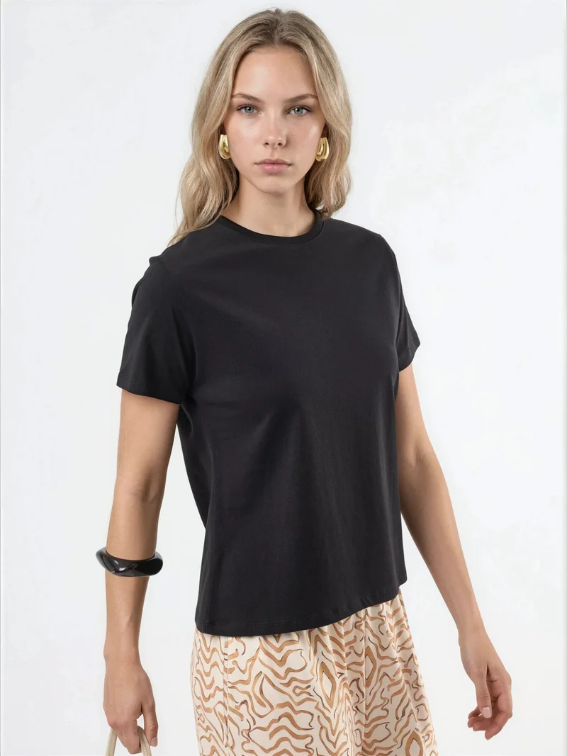 Busem BUSEM Plain Crew Neck Cotton T-Shirt