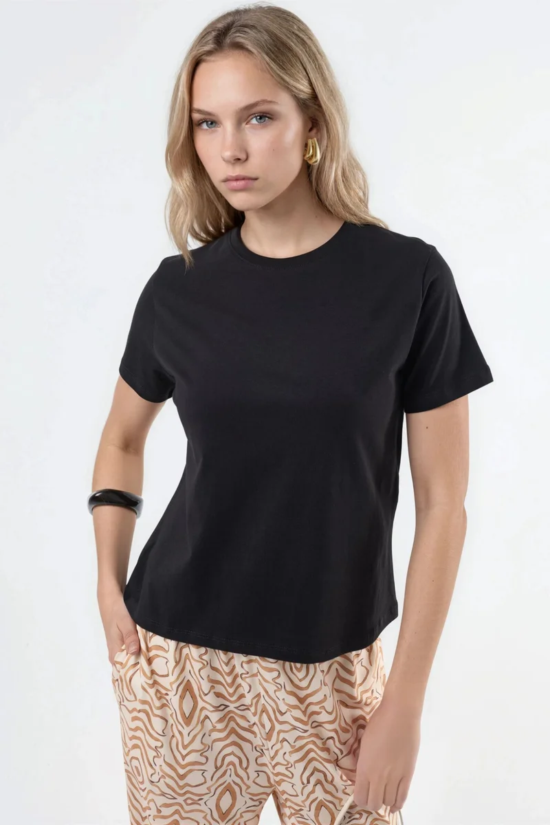 بوسيم BUSEM Plain Crew Neck Cotton T-Shirt