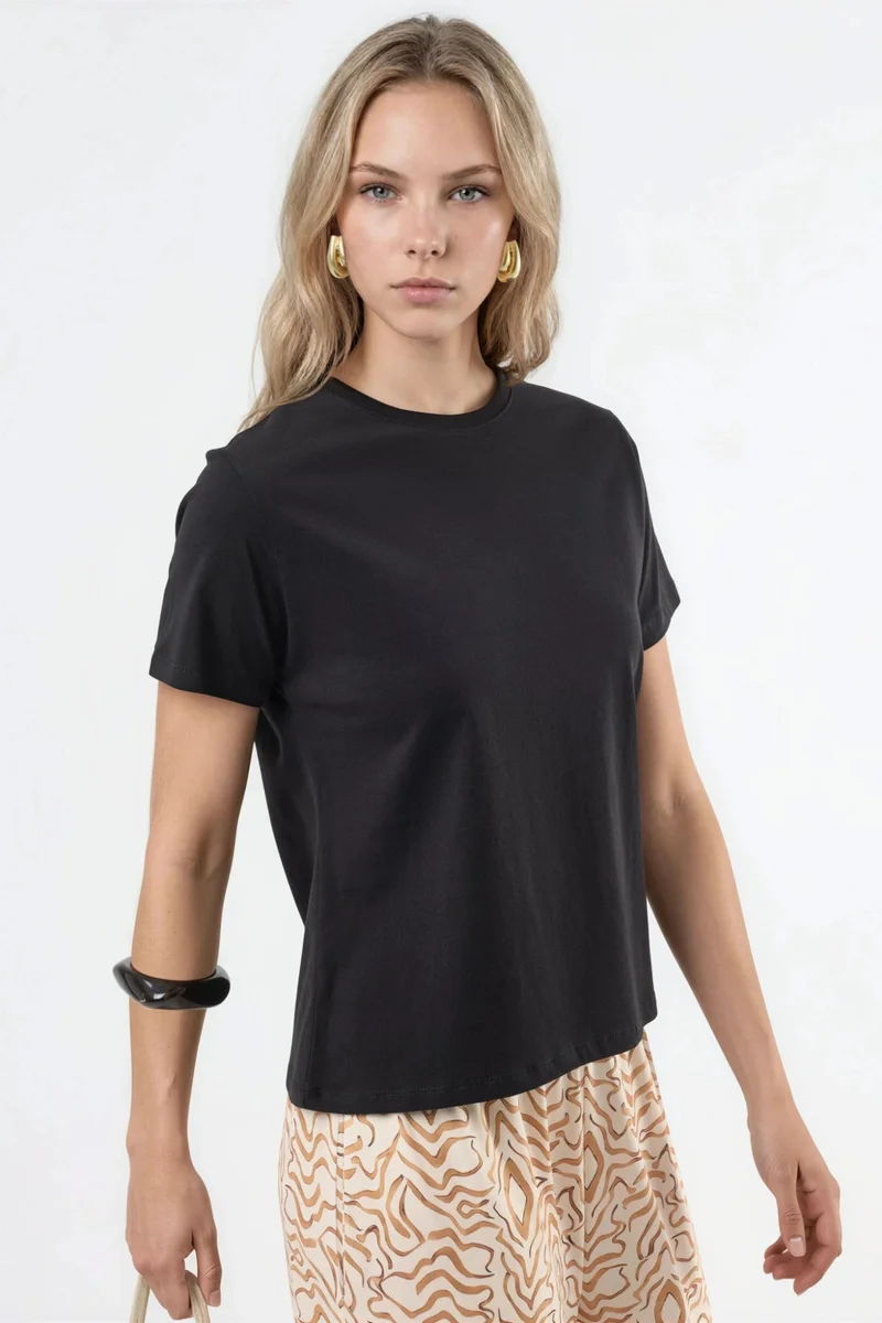 بوسيم BUSEM Plain Crew Neck Cotton T-Shirt