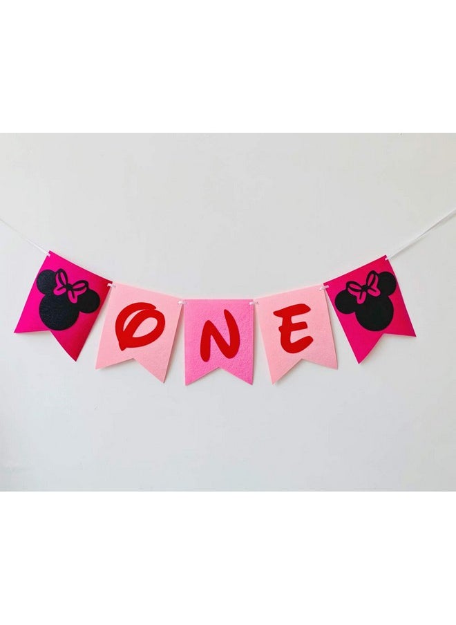 Hongkai - Mouse Inspired 1St Birthday Banner Decorations Handmade One Banner Highchair Banner Happy Birthday Party Decoration Baby First Birthday Decorations Supplies - Image 1