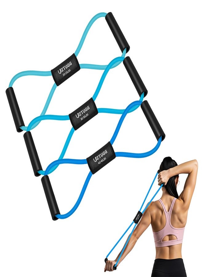 UZTUGG Figure 8 Fitness Resistance Bands with Handles - Exercise Bands Set of 3 for Arm and Shoulder Stretch, Physical Therapy, Yoga, Pilates, Rope 8 Word Elastic for Women and Men - Image 1