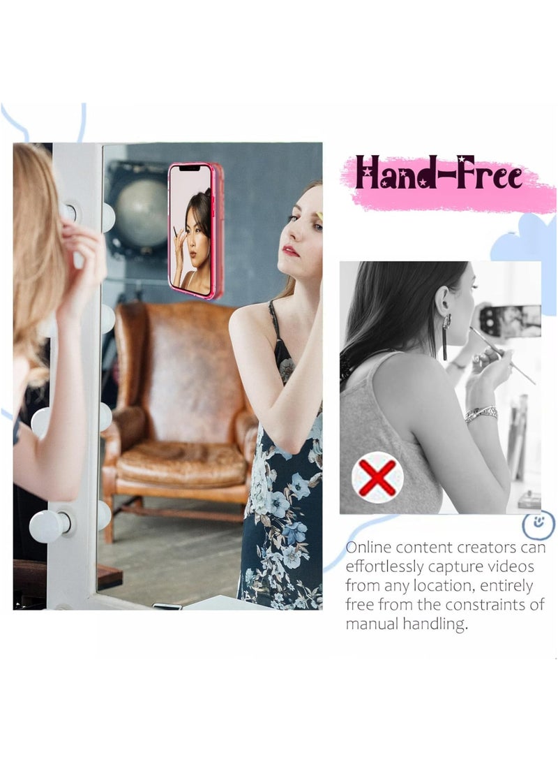 HIPOP 2pc Silicone Suction Cup Wall Stand Mat Multifunctional 24 Square Suction Phone Anti-Slip Wall Phone Holder Mount | Orange - Image 5