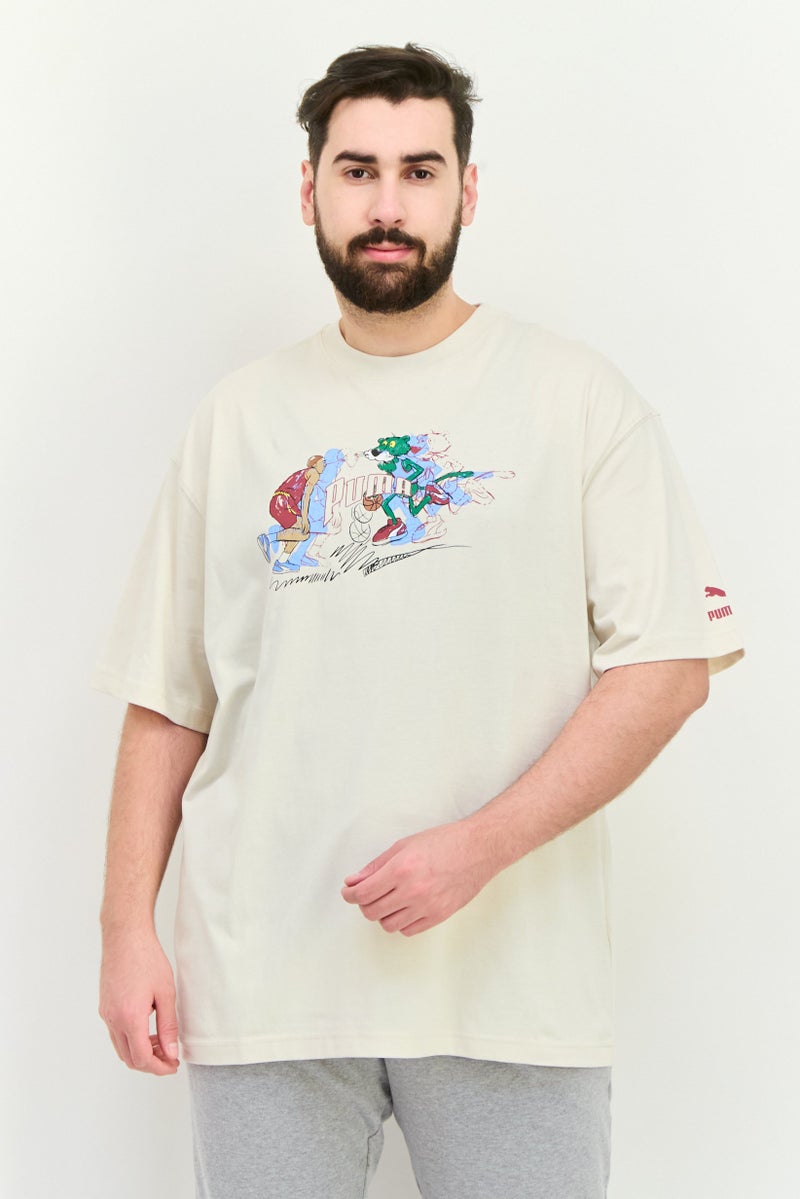 PUMA Men Sportswear Fit Short Sleeves Outdoor T-Shirt, Beige - Image 1