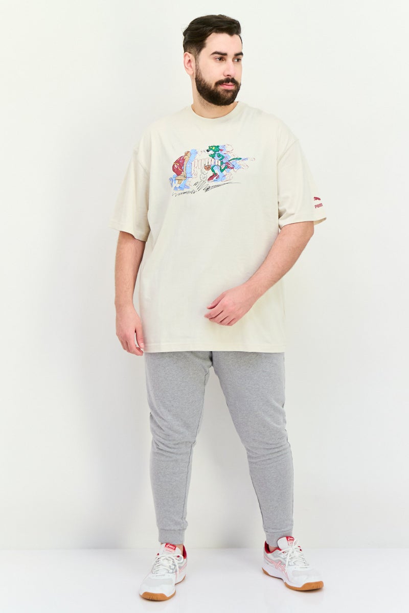 PUMA Men Sportswear Fit Short Sleeves Outdoor T-Shirt, Beige - Image 3