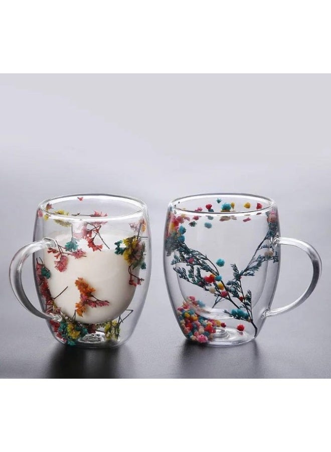 Double-wall glass mug in rose color, set of 2 pieces, insulated to maintain hot and cold drinks, elegant lightweight design suitable for daily use and all beverage types - Image 2