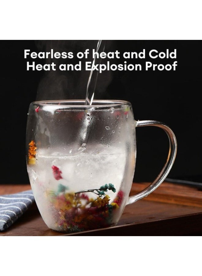 Double-wall glass mug in rose color, set of 2 pieces, insulated to maintain hot and cold drinks, elegant lightweight design suitable for daily use and all beverage types - Image 3