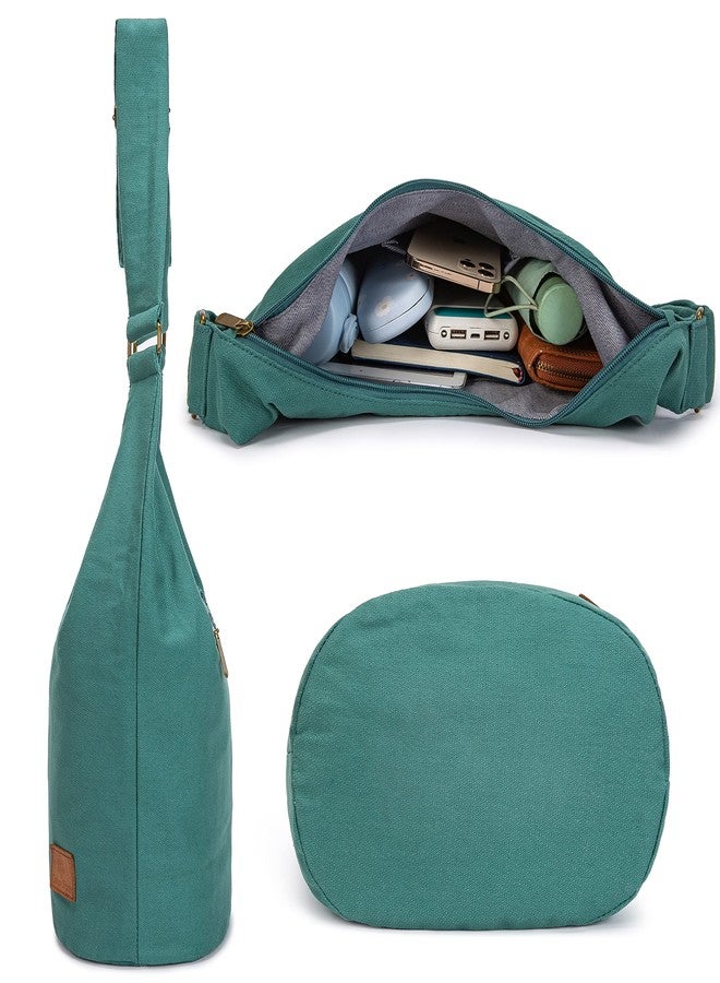 Coton Pose Women's Large Capacity Hippie Crossbody Handbag Top Zip Large Size Canvas Sling Bag Jacquard Cloth Handmade Bags, Light Green, long10'' width7'' high12 - Image 5