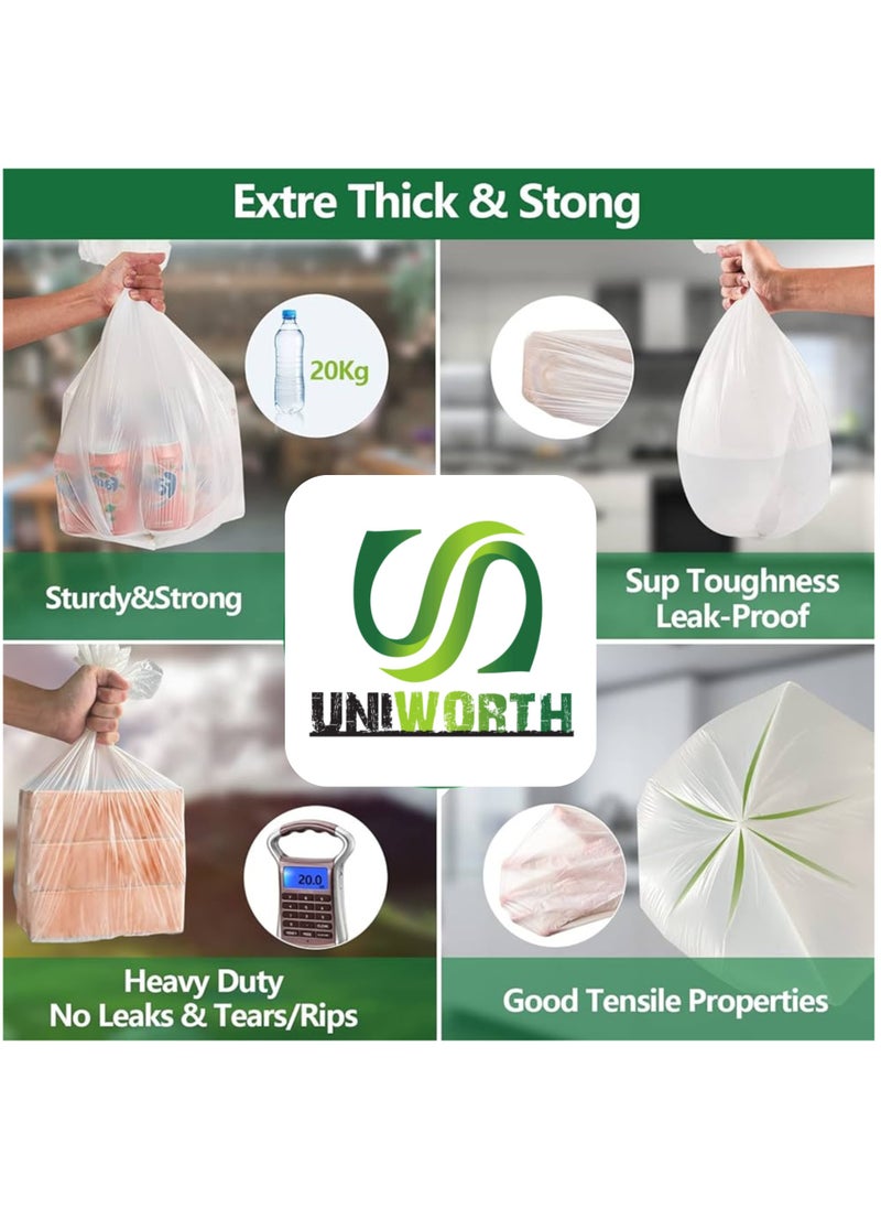 Generic UNIWORTH Trash Bags –White, Strong & Leak-Proof Garbage Bags, Odor-Control, Tear-Resistant, 30 Counts for Home, Office & Commercial use, Size 55x65 cm with 10.90 Gallons  - Image 4