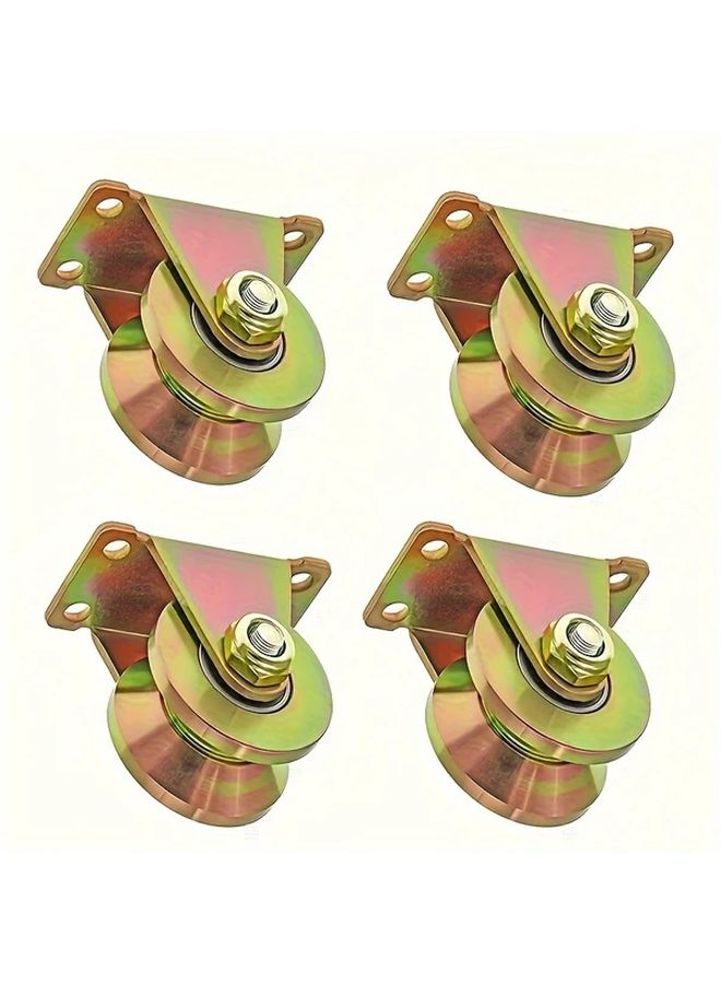 4pcs Heavy Duty Metal Industrial Pulley Wheels U V Groove Roller Bearings 462 97LB Capacity - Image 2