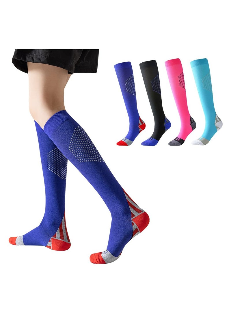 Compression Socks, 4 Pack Women  Men Compression Stockings 20-30mmHg Support Socks Knee High Cushioned Graduated Support Stock - Image 1