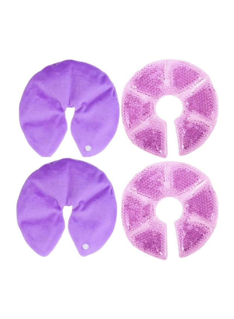2-Pieces Hot Cold Plush Breast Gel Bead Packs for Breastfeeding, Nursing Pain, Mastitis - Image 1