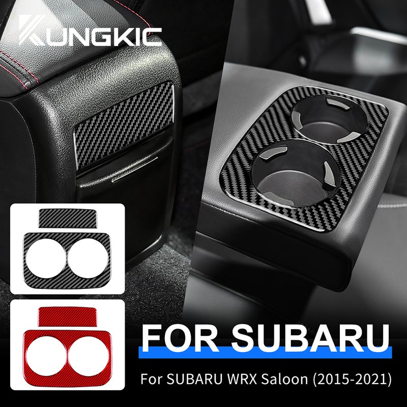 Real Soft Carbon Fiber Sticker For Subaru WRX Saloon 2015-2021 Car Rear Armrest Water Cup Holder - Image 1