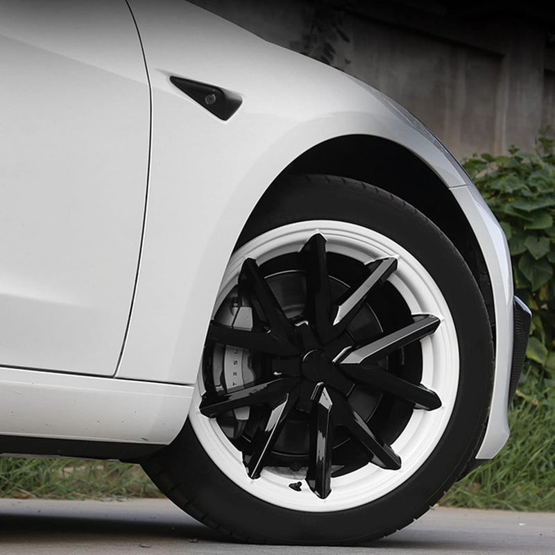 woobles Hubcap Wheel Covers, 4pcs 18in Replacement for Tesla Model 3 2017‑2022 Wheel Cover Hubcap White Black Wheel Rim Cover - Image 3