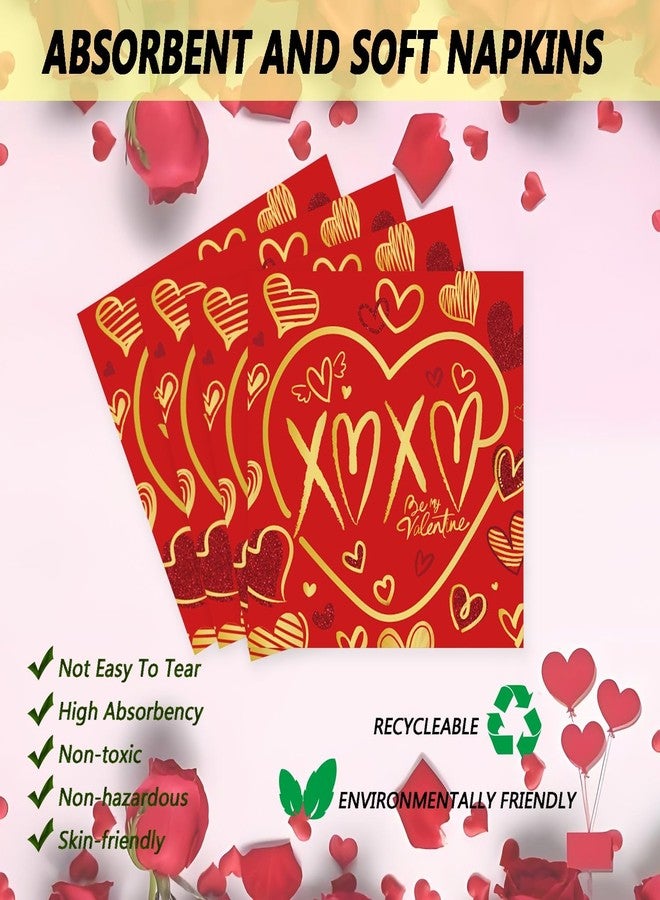 LYFREE 72Pcs Happy Valentine's Day Plates and Napkins Party Supplies Red & Gold Heart Paper Plates and Napkins with Forks 7inch Disposable Love Heart Dessert Plate Tableware Decorations for Valentines Day - Image 4