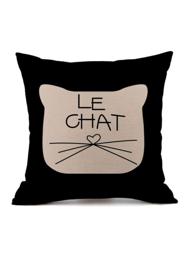 NIBEMINENT Le Chat Printed Cushion Cover Black/Beige 45x45cm