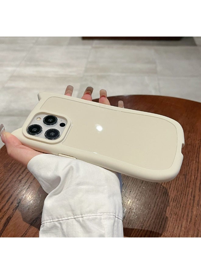 NIBEMINENT Cat Ears Protective TPU Case Cover For iPhone 14 Pro Max, Antique White - Image 2