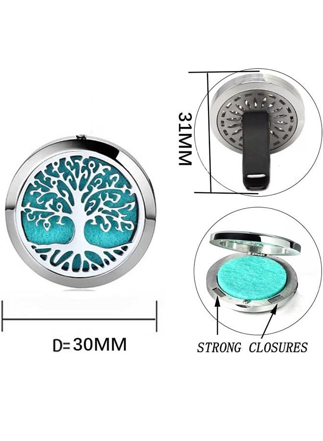 موزع الزيوت العطرية للسيارة بنقشة شجرة الحياة من الفولاذ المقاوم للصدأ مع مشابك تهوية مزخرفة مع 10 وسادات إعادة تعبئة - Image 2