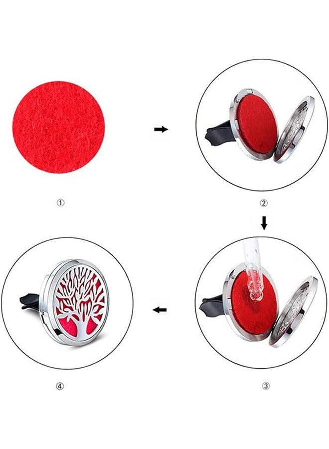 موزع الزيوت العطرية للسيارة بنقشة شجرة الحياة من الفولاذ المقاوم للصدأ مع مشابك تهوية مزخرفة مع 10 وسادات إعادة تعبئة - Image 4