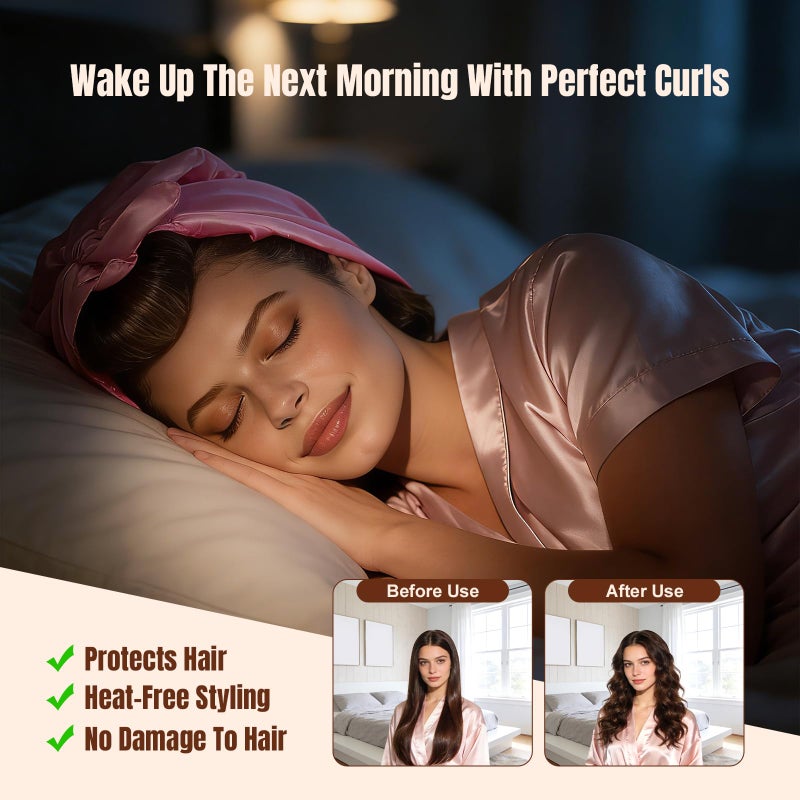 TULOBI 3 Pcs Heatless Curls Overnight - Upgraded Velvet Heatless Hair Curler with Velcro Fastener, Overnight Jumbo Blowout Rods, Hair Curlers to Sleep in for All Hair Types (Pink) - Image 2
