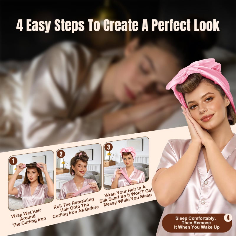 TULOBI 3 Pcs Heatless Curls Overnight - Upgraded Velvet Heatless Hair Curler with Velcro Fastener, Overnight Jumbo Blowout Rods, Hair Curlers to Sleep in for All Hair Types (Pink) - Image 3