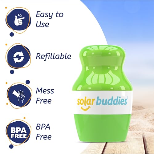 Solar Buddies Sunscreen Applicator - Single Full Green - Refillable Roll on Sponge Sunscreen, Suncream & Lotion Applicator For Kids, Adults & Families - Holds 3.4fl oz, Perfect Size for Travel - Image 3