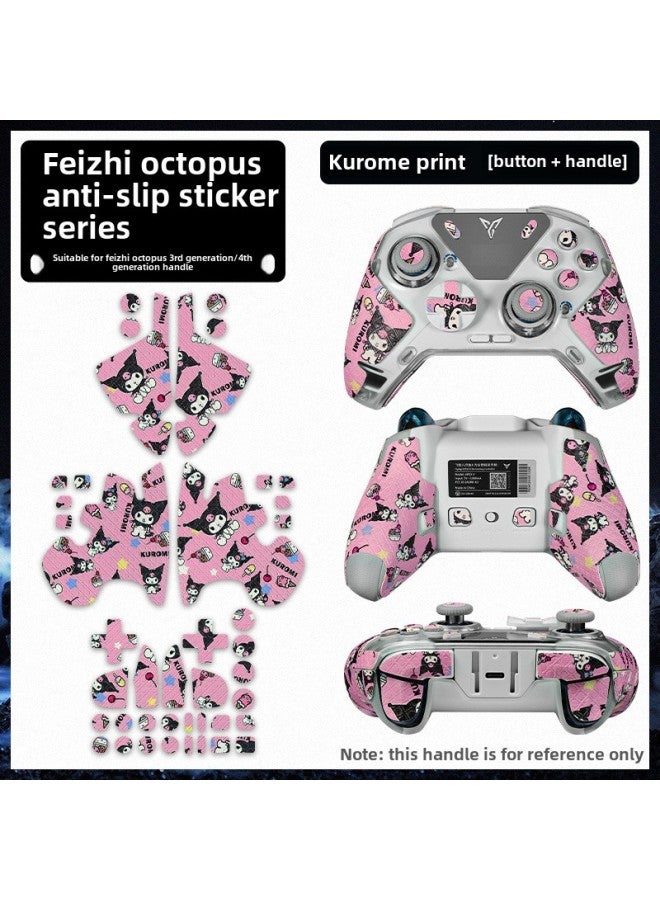For Feizhi Octopus 3 Handle Anti-slip Sticker Octopus 4 Game Grip Handle Protective Cover Sweat-absorbent Sticker-Color:[button + Handle] Octopus 4/3 Kuromi Print - Image 1