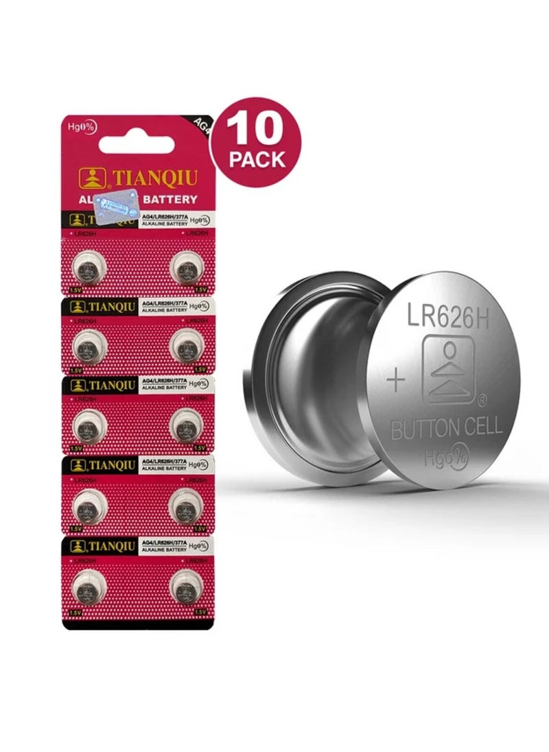 TIANQIU 10-Pieces Tianqiu AG4/ LR626H/ 377A 1.5V Alkaline Batteries  - Image 1