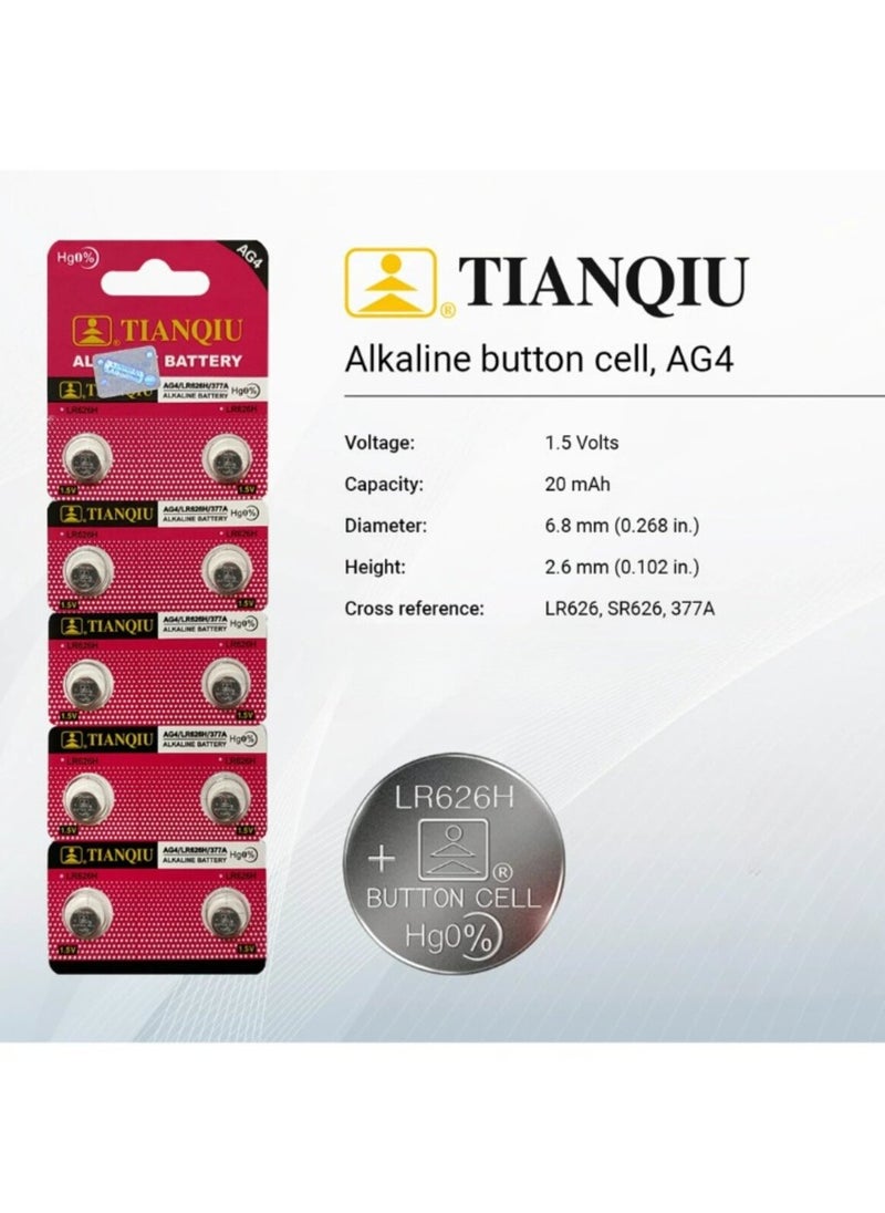 TIANQIU 10-Pieces Tianqiu AG4/ LR626H/ 377A 1.5V Alkaline Batteries  - Image 2