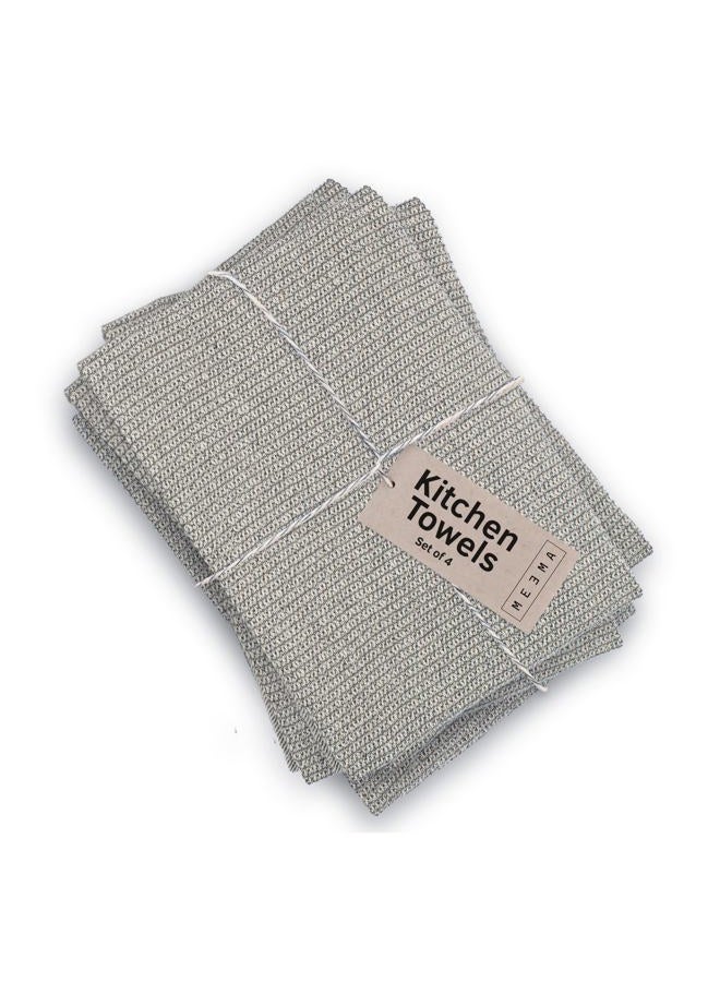 MEEMA Kitchen Towels Set of 4 - Inch Super Absorbent Kitchen Towels and Dishcloths Sets, Dish Drying Towels, Ecofriendly Cloth Dish Towels for Kitchen Made of Upcycled Cotton - Waffle Charcoal, 18x28 - Image 1