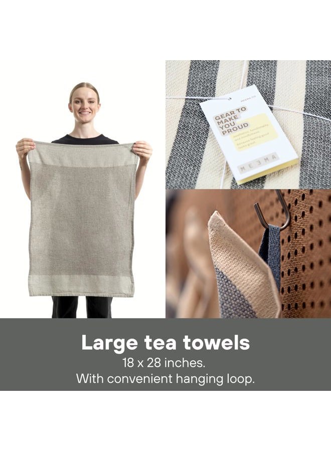 MEEMA Kitchen Towels Set of 4 - Inch Super Absorbent Kitchen Towels and Dishcloths Sets, Dish Drying Towels, Ecofriendly Cloth Dish Towels for Kitchen Made of Upcycled Cotton - Waffle Charcoal, 18x28 - Image 5