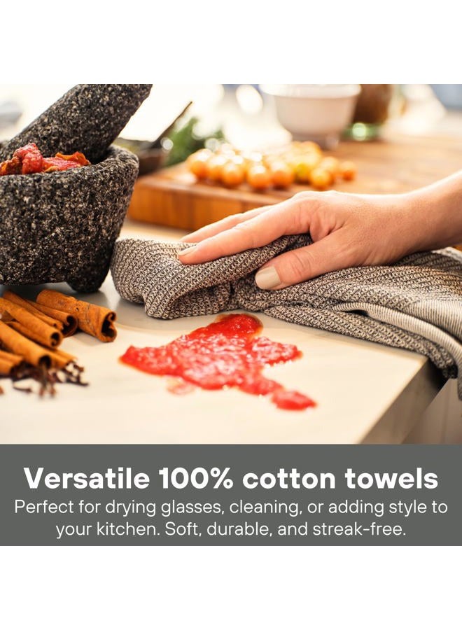 MEEMA Kitchen Towels Set of 4 - Inch Super Absorbent Kitchen Towels and Dishcloths Sets, Dish Drying Towels, Ecofriendly Cloth Dish Towels for Kitchen Made of Upcycled Cotton - Waffle Charcoal, 18x28 - Image 4